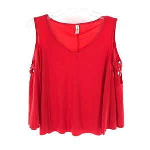 PerSeption Concept Red Cold Shoulder Blouse